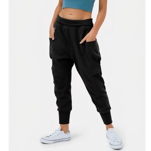 HALARA Mid Rise Foldover Side Pocket Waffle Harem Dance Cargo Joggers